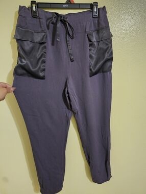 Apt. 9 Purple Drawstring Cargo Ankle Joggers with Satin Pockets